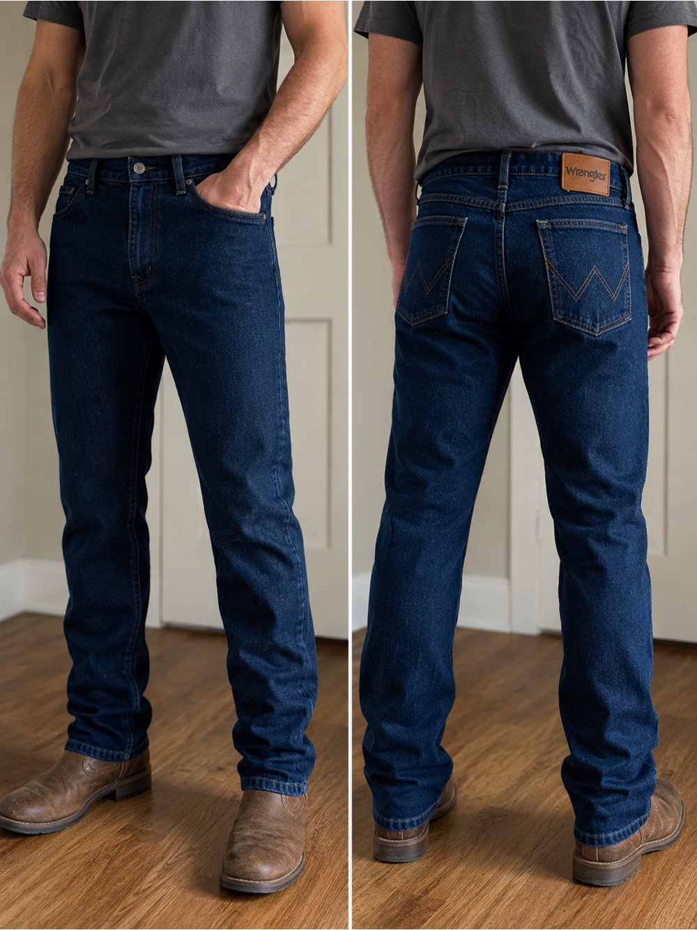 Wrangler Men’s Straight Jeans - Dark Blue Denim